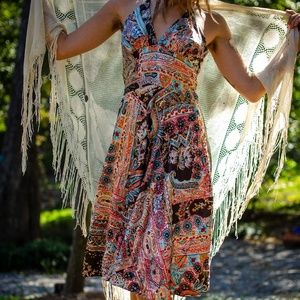 Paisley silk halter dress